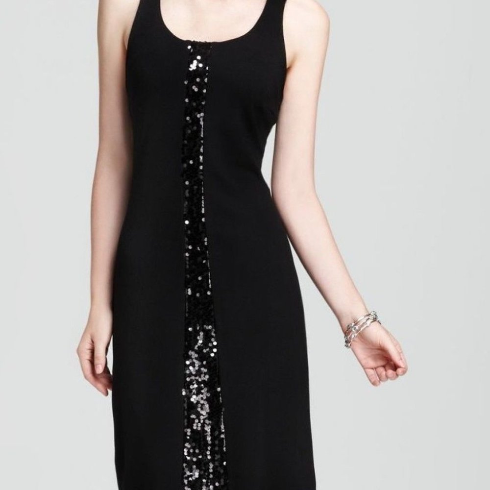 NWT $242 KAREN KANE Black Sequin Dress S 6 8